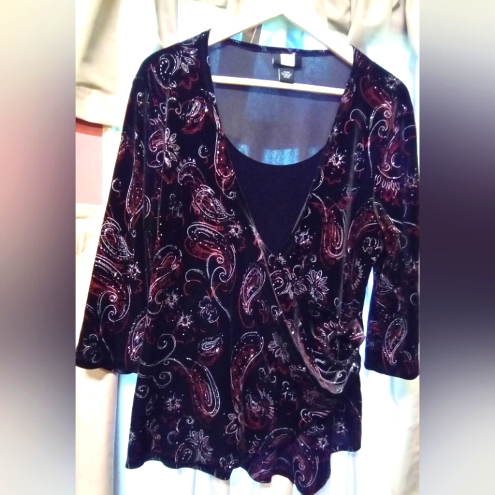 Studio 1940 Vintage Velvet Cross Over Top